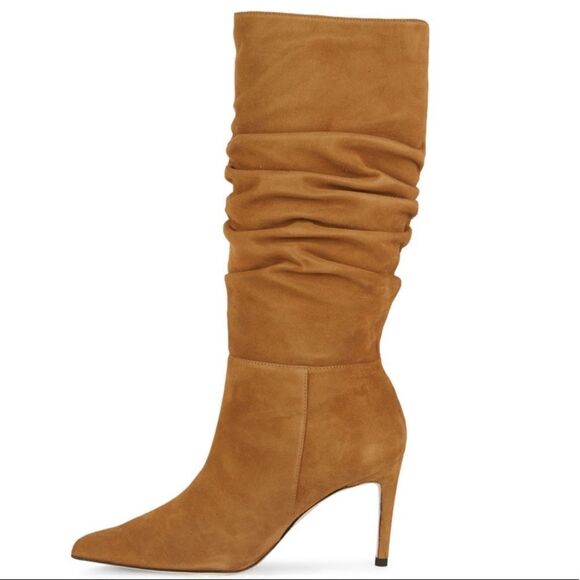Alexandre Birman Lucy Suede Scrunch Boots Walnut Camel Brown - Picture 5 of 11